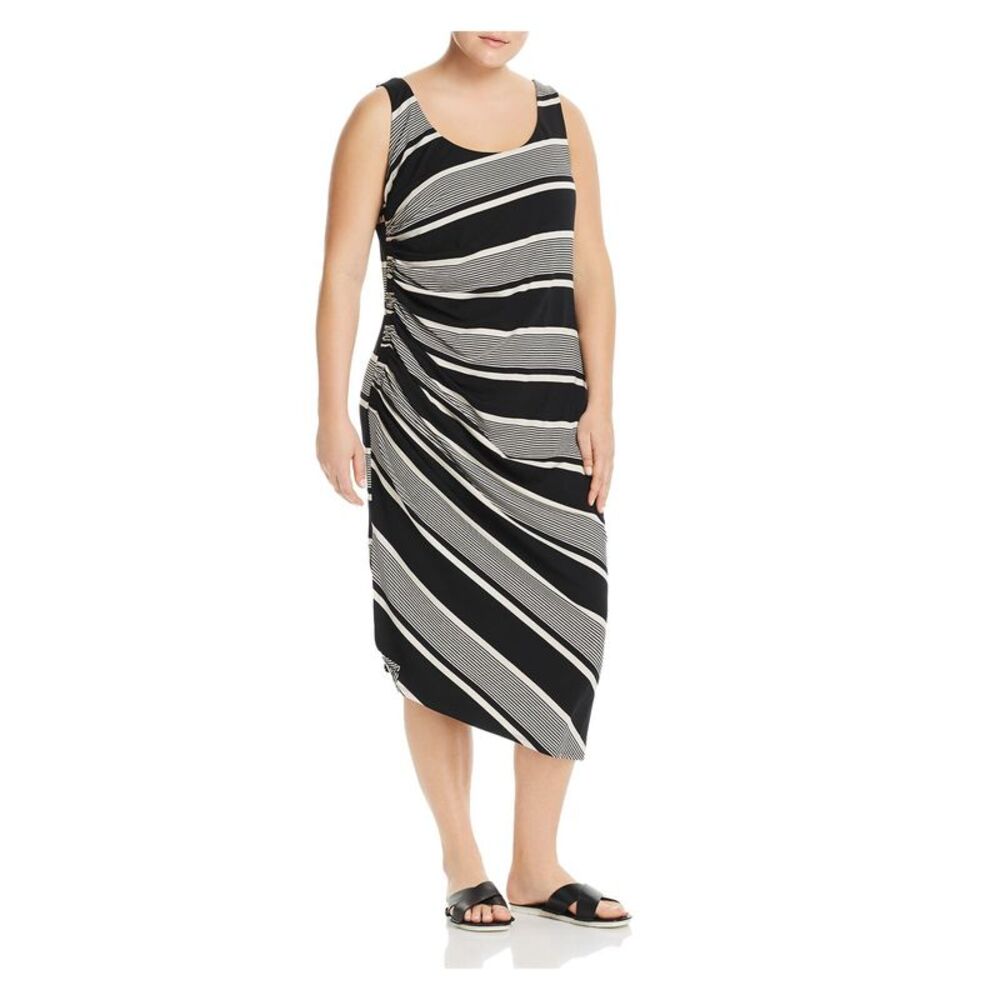 VINCE CAMUTO Womens Black Pullover Scoop Back Sleeveless Midi Dress Plus 3X